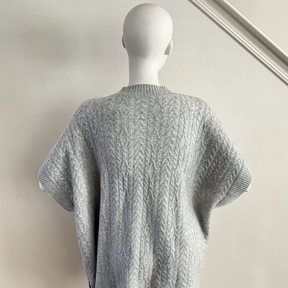 100% Cashmere Well With Cardigan Gray Open Front Oversized M - Picture 12 of 16